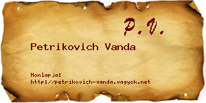 Petrikovich Vanda névjegykártya
